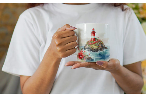 Mug Wrap Watercolor Lighthouse Sublimation artnoy 