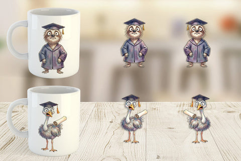 Mug Wrap Watercolor Messy Animal Graduation Sublimation artnoy 