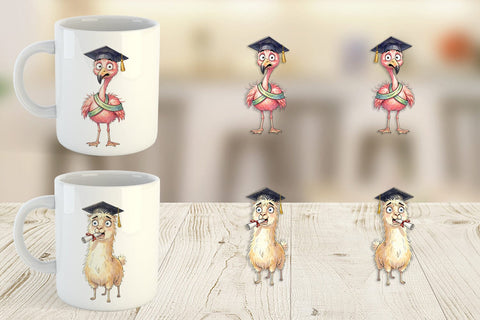 Mug Wrap Watercolor Messy Animal Graduation Sublimation artnoy 