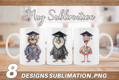 Mug Wrap Watercolor Messy Animal Graduation Sublimation artnoy 