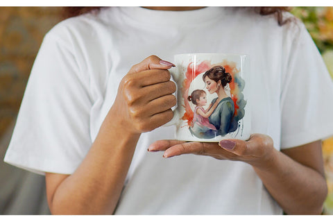 Mug Wrap Watercolor Mom and Kid Sublimation artnoy 