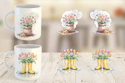 Mug Wrap Watercolor Moms Magic Garden Tools Sublimation artnoy 