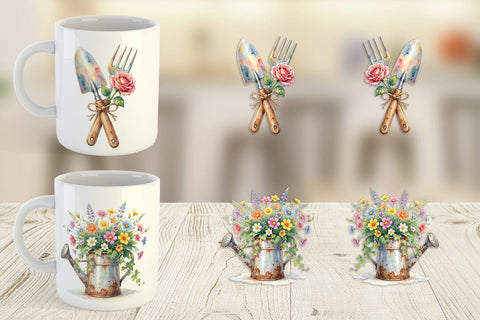 Mug Wrap Watercolor Moms Magic Garden Tools Sublimation artnoy 