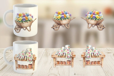 Mug Wrap Watercolor Moms Magic Garden Tools Sublimation artnoy 