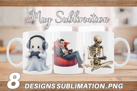 Mug Wrap Watercolor Monster Gaming Night Sublimation artnoy 