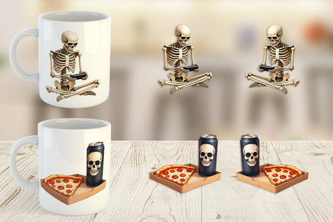 Mug Wrap Watercolor Monster Gaming Night Sublimation artnoy 