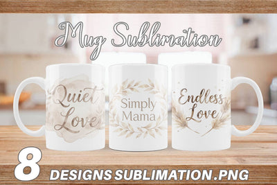 Mug Wrap Watercolor Neutral Boho Botanical Mama Quotes Sublimation artnoy 