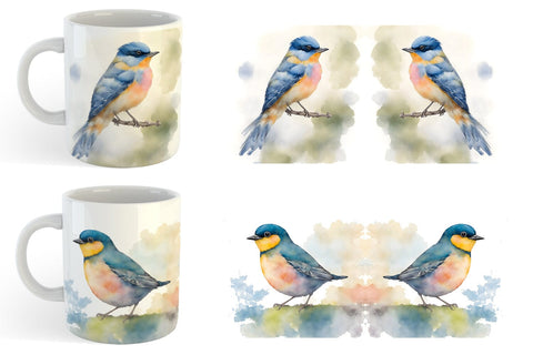 Mug Wrap Watercolor Painting Birds Sublimation artnoy 