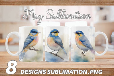 Mug Wrap Watercolor Painting Birds Sublimation artnoy 