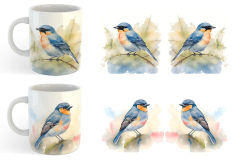 Mug Wrap Watercolor Painting Birds Sublimation artnoy 