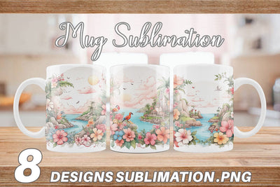 Mug Wrap Watercolor Paradise Sublimation artnoy 