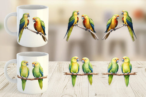 Mug Wrap Watercolor Parrot Sublimation artnoy 