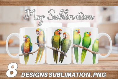 Mug Wrap Watercolor Parrot Sublimation artnoy 