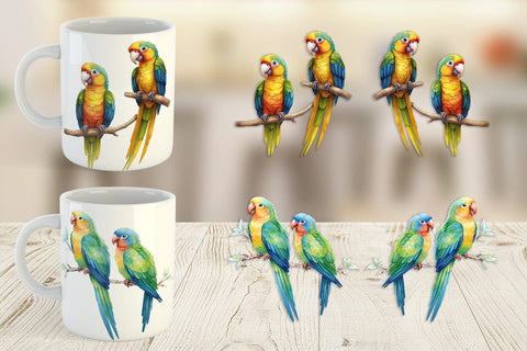 Mug Wrap Watercolor Parrot Sublimation artnoy 