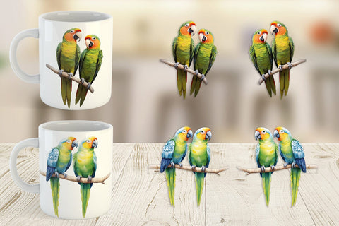 Mug Wrap Watercolor Parrot Sublimation artnoy 
