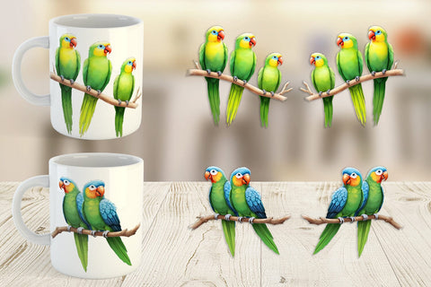 Mug Wrap Watercolor Parrot Sublimation artnoy 