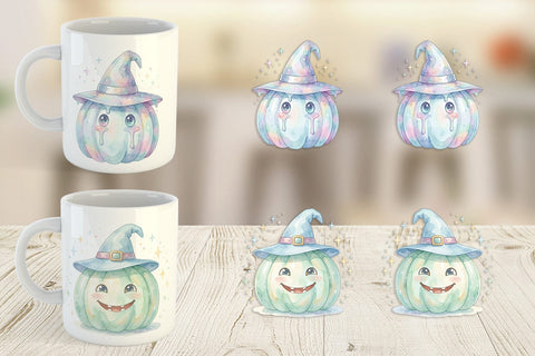 Mug Wrap Watercolor Pastel Fairytale Witch Hat Sublimation artnoy 