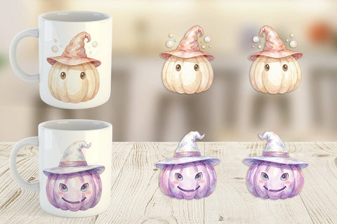 Mug Wrap Watercolor Pastel Fairytale Witch Hat Sublimation artnoy 