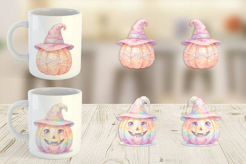 Mug Wrap Watercolor Pastel Fairytale Witch Hat Sublimation artnoy 