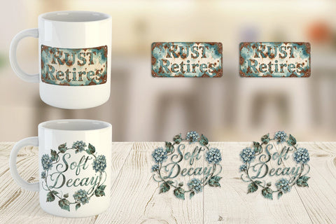 Mug Wrap Watercolor Patina Weathered Healing Art Sublimation artnoy 