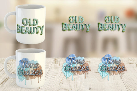 Mug Wrap Watercolor Patina Weathered Healing Art Sublimation artnoy 
