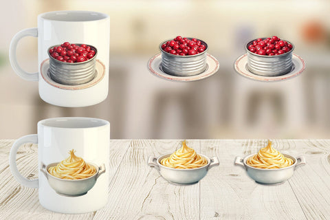 Mug Wrap Watercolor Quirky Thanksgiving Dishes Sublimation artnoy 