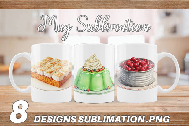 Mug Wrap Watercolor Quirky Thanksgiving Dishes Sublimation artnoy 