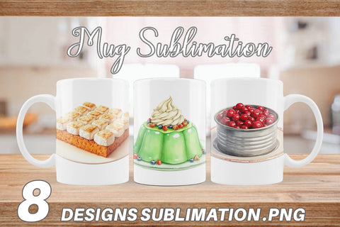 Mug Wrap Watercolor Quirky Thanksgiving Dishes Sublimation artnoy 