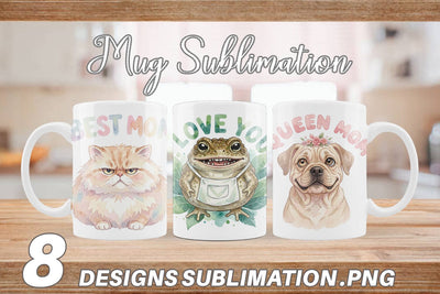 Mug Wrap Watercolor Quirky Ugly Cute Animal Mom Sublimation artnoy 