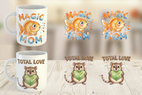 Mug Wrap Watercolor Quirky Ugly Cute Animal Mom Sublimation artnoy 