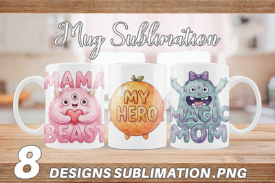 Mug Wrap Watercolor Quirky Ugly Cute Momster Art Quotes Sublimation artnoy 