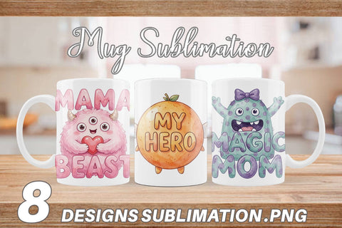 Mug Wrap Watercolor Quirky Ugly Cute Momster Art Quotes Sublimation artnoy 