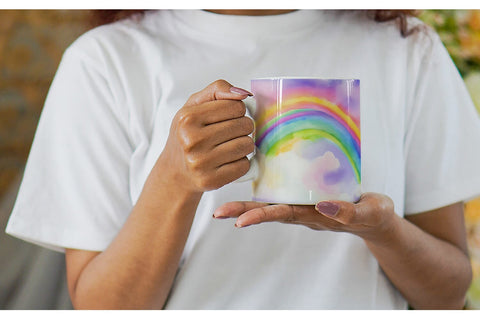 Mug Wrap Watercolor Rainbow Sky Sublimation artnoy 