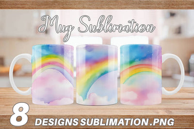 Mug Wrap Watercolor Rainbow Sky Sublimation artnoy 