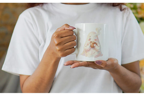 Mug Wrap Watercolor Rainy Day Ugly Cute Ghost Sublimation artnoy 
