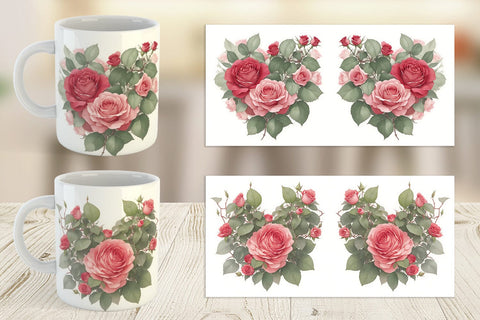Mug Wrap Watercolor Red Rose Sublimation artnoy 