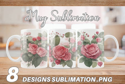 Mug Wrap Watercolor Red Rose Sublimation artnoy 