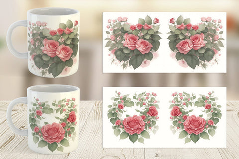 Mug Wrap Watercolor Red Rose Sublimation artnoy 