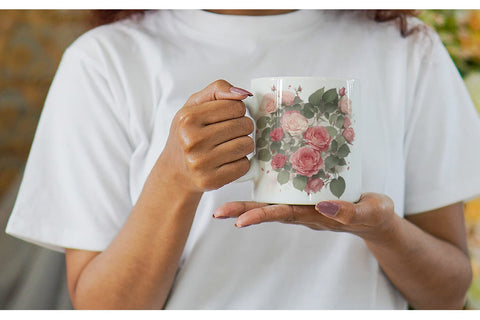 Mug Wrap Watercolor Red Rose Sublimation artnoy 