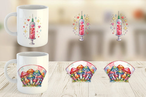 Mug Wrap Watercolor Retro Groovy Nurse Tools Sublimation artnoy 