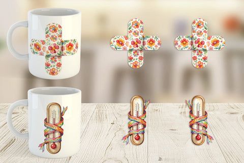 Mug Wrap Watercolor Retro Groovy Nurse Tools Sublimation artnoy 