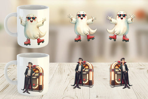 Mug Wrap Watercolor Retro Halloween Disco Sublimation artnoy 