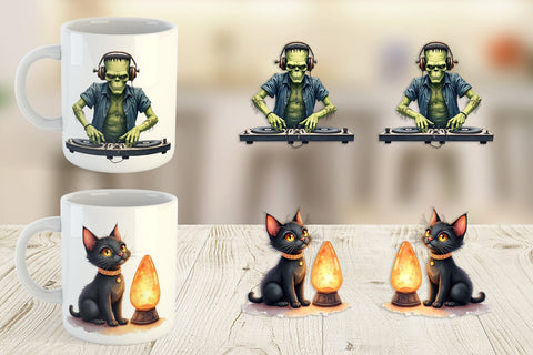 Mug Wrap Watercolor Retro Halloween Disco Sublimation artnoy 