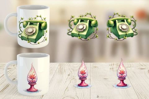 Mug Wrap Watercolor Retro Picnic & Pastimes 70s Lifestyle Sublimation artnoy 