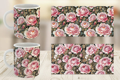 Mug Wrap Watercolor Roses Pattern Sublimation artnoy 