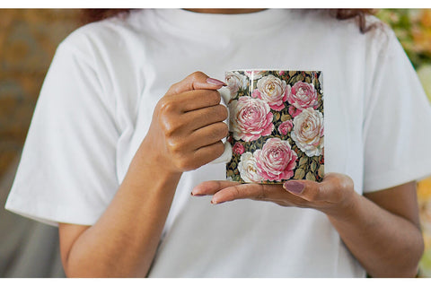 Mug Wrap Watercolor Roses Pattern Sublimation artnoy 