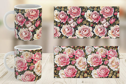 Mug Wrap Watercolor Roses Pattern Sublimation artnoy 