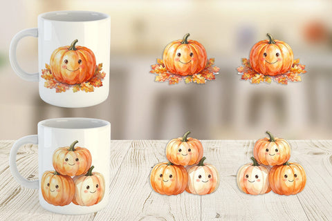 Mug Wrap Watercolor Rustic Autumn Harvest Pumpkin Sublimation artnoy 
