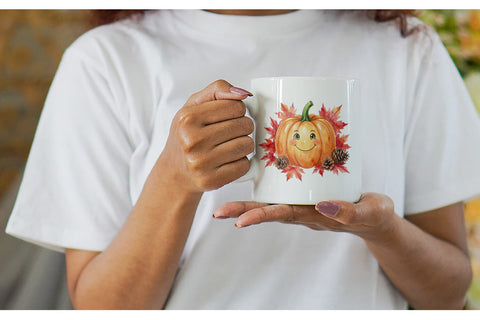 Mug Wrap Watercolor Rustic Autumn Harvest Pumpkin Sublimation artnoy 