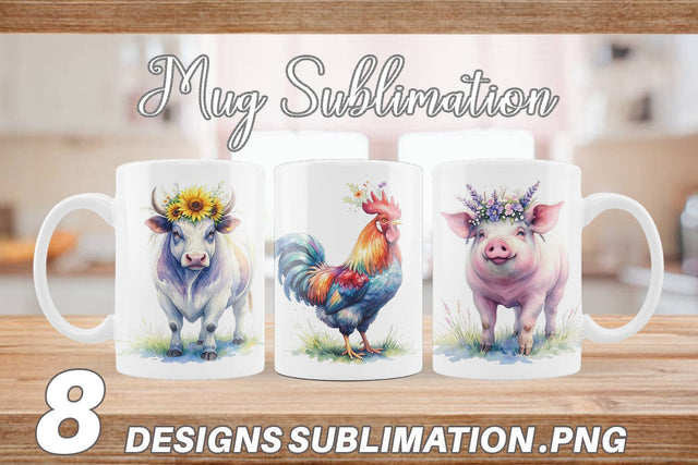 Mug Wrap Watercolor Rustic Flower Crown Animal Sublimation artnoy 